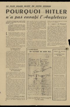 Leslie Brooke, « Pourquoi Hitler n’a pas envahi l’Angleterre » [article de presse]