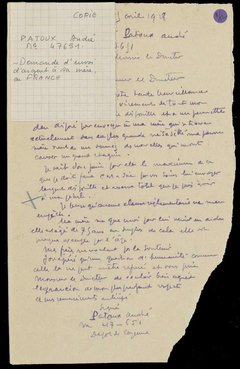 Lettre du transporté André Patoux au Directeur de l’administration pénitentiaire, Cayenne, 1928