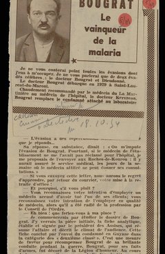 Interview de Franklin Crucioni, « Bougrat le vainqueur de la malaria », Détective, 18 octobre 1954