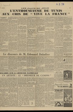 « L’enthousiasme de Tunis aux cris de “Vive la France” », Le Journal, 4 janvier 1939