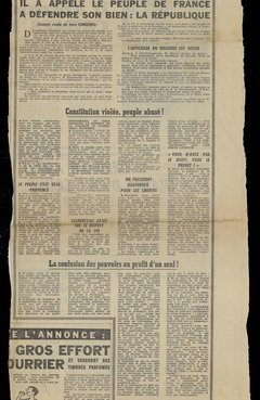 « Monnerville acclamé par le Sénat debout ! », L’Aurore, 10 octobre 1962 [article de presse]