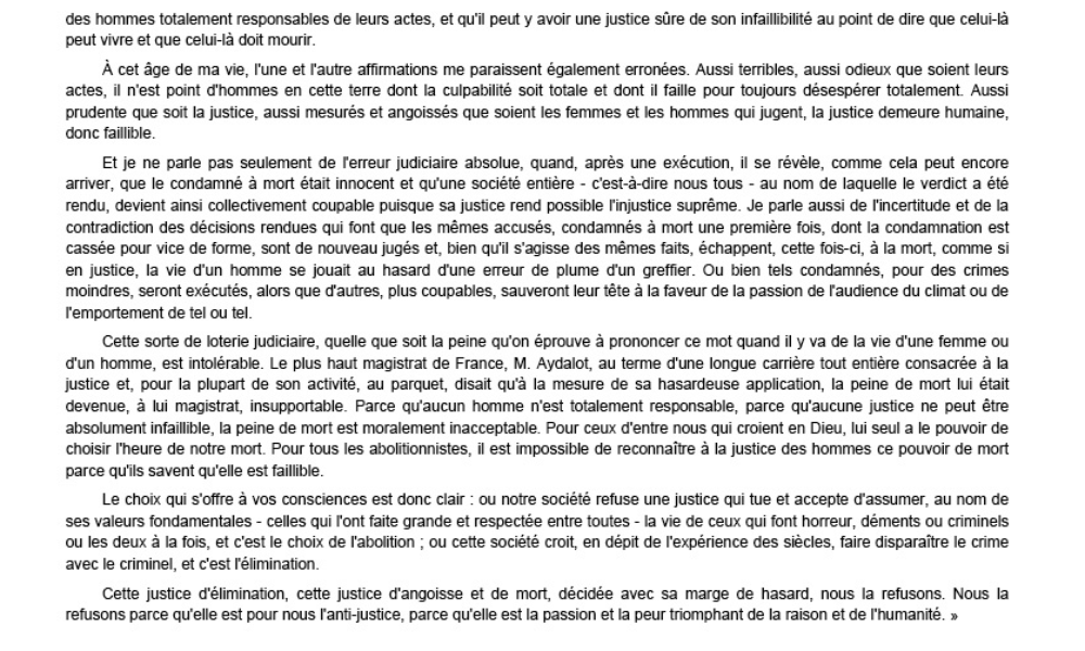 Discours Contre La Peine De Mort Badinter Texte - Exemple de Texte